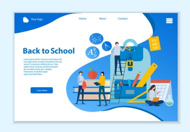 Okula dönüş kavramı, web sitesi şablonu