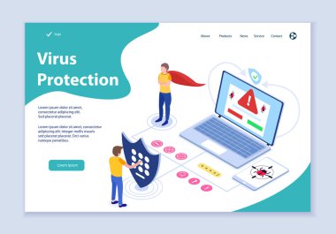 Virüsten koruma konseptinin yaratıcı web sitesi şablonu
