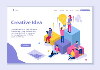 Yaratıcı Fikir Konsepti, 3d izometrik vektör çizimi