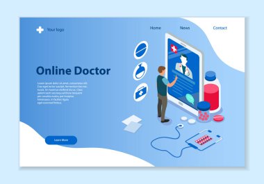 Doktor konsepti, 3d izometrik vektör çizimi