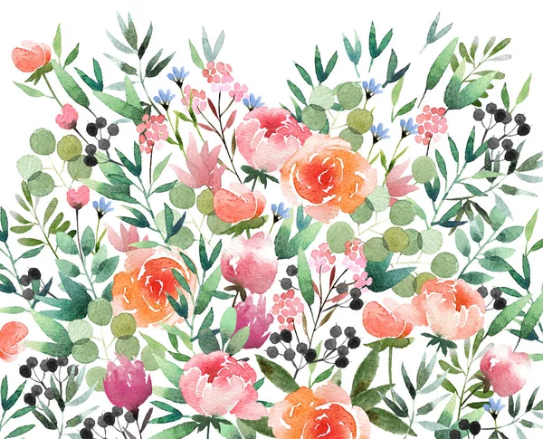 Güzel suluboya çiçek arka plan beyaz arka plan üzerinde izole. Çiçek suluboya arka plan tasarım, kartpostallar, afiş için.