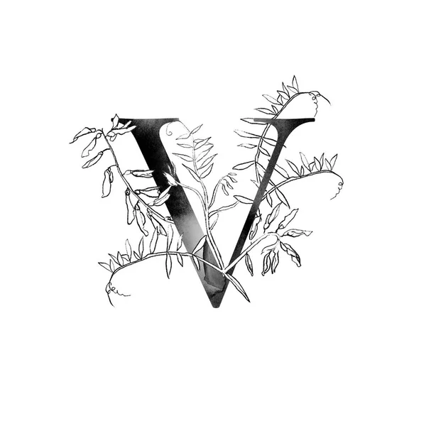 Elegancki Szablon Monogram Grawerowaniem Dzikich Kwiatów Łąki Dla Twojego Projektu — Zdjęcie stockowe