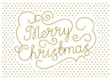 Beyaz arka plan üzerinde izole güzel altın glitter yazıt ile kartpostal yazdırmaya hazır. 