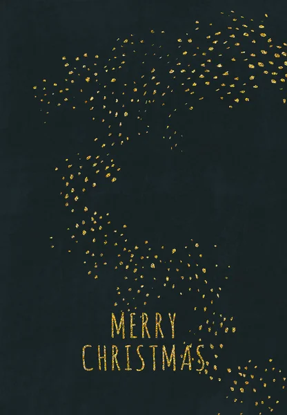 Ready Print Greeting Postcard Postcard Beautiful Gold Glitter Sparks Merry — Stock Photo, Image