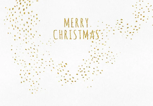 Ready Print Greeting Postcard Postcard Beautiful Gold Glitter Sparks Merry — Stock Photo, Image