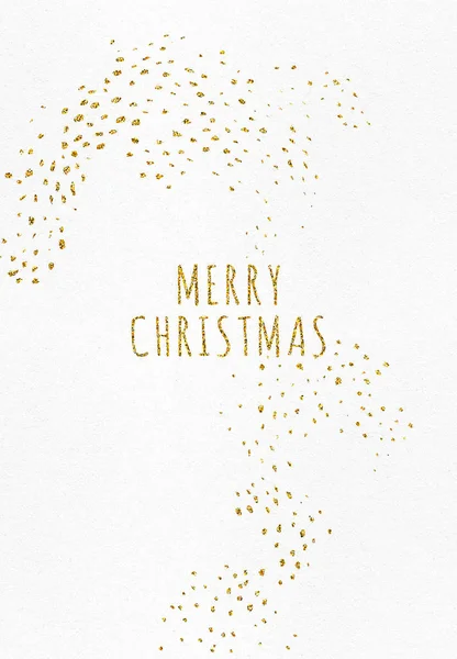 Ready Print Greeting Postcard Postcard Beautiful Gold Glitter Sparks Merry — Stock Photo, Image