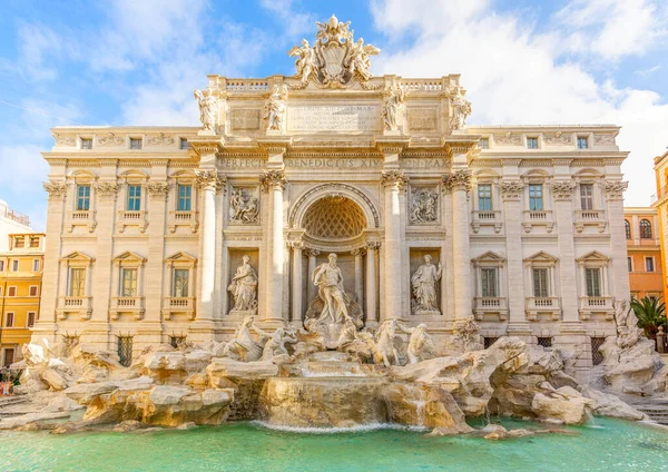 Fontana Trevi Fontänen Trevi Rom Italien Spektakulära Trevi Fontänen Solig — Stockfoto