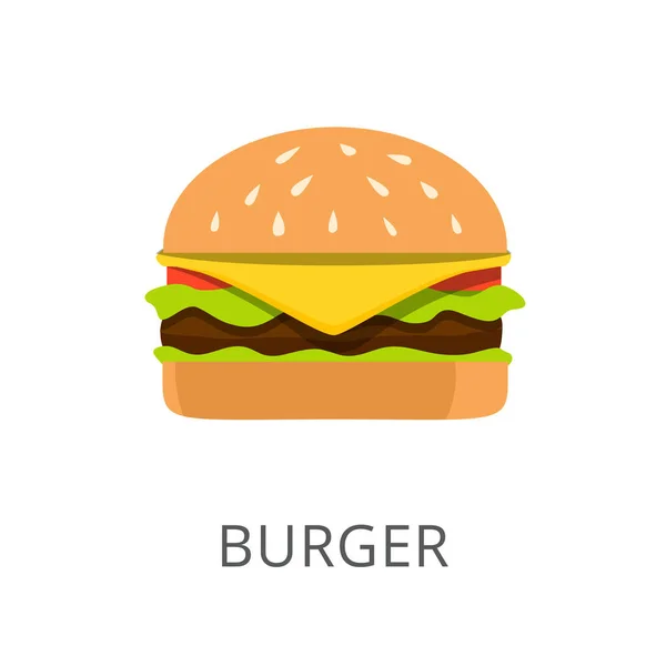 Hamburger Isolated White Background Inscription Burger Icon Text Education Concept — Stock Vector