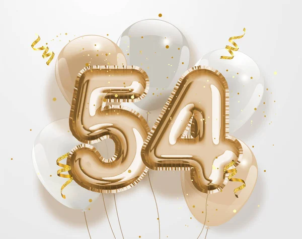 Joyeux 54E Anniversaire Feuille Ballon Fond Salutation Ans Modèle Logo — Image vectorielle
