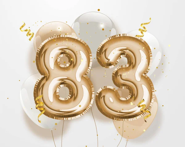 Buon 83Esimo Compleanno Oro Lamina Palloncino Saluto Sfondo Anni Modello — Vettoriale Stock