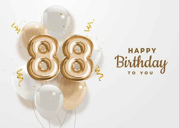 Ευτυχισμένα 88Α Γενέθλια Χρυσό Φύλλο Μπαλόνι Χαιρετισμό Φόντο Χρόνια Επετειακό — Διανυσματικό Αρχείο