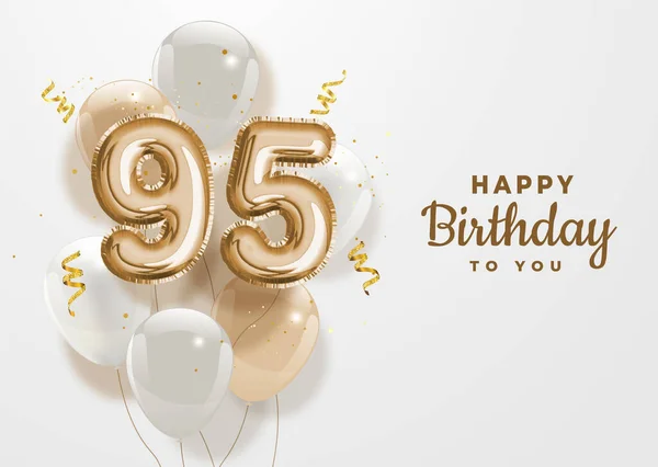 Buon 95Esimo Compleanno Oro Lamina Palloncino Saluto Sfondo Anni Anniversario — Vettoriale Stock