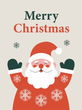 Santa claus merry christmas greeting card. Merry christmas lettering.