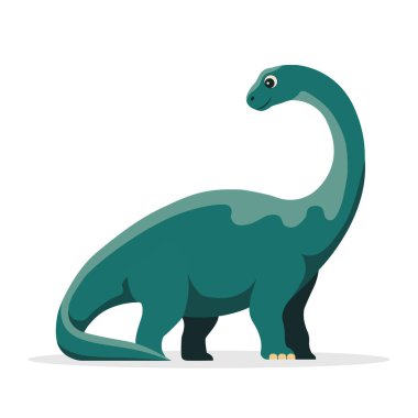 Beyaz arka planda izole edilmiş bir dinozor brontozoru. Şirin yeşil brontozor..