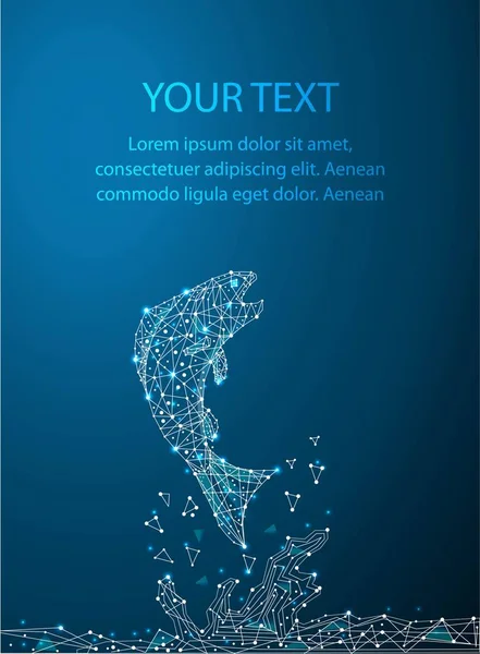 Düşük Poli balık illlustration mavi zemin üzerine