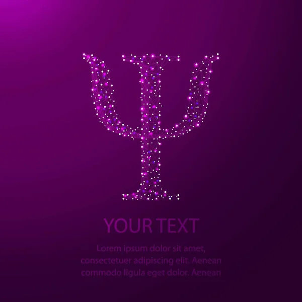 Noktaları, satırları oluşan düşük poli Psi sembolü