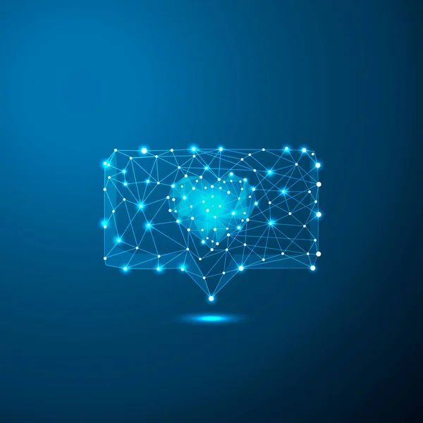 takipçisi simgesi gibi düşük poli tarzı sosyal medya düğmeleri, konuşma noktalar, çizgiler ve şekiller gezegenler, yıldızlar ve evrenin şeklinde oluşan kabarcıklar. Kalp simgesi