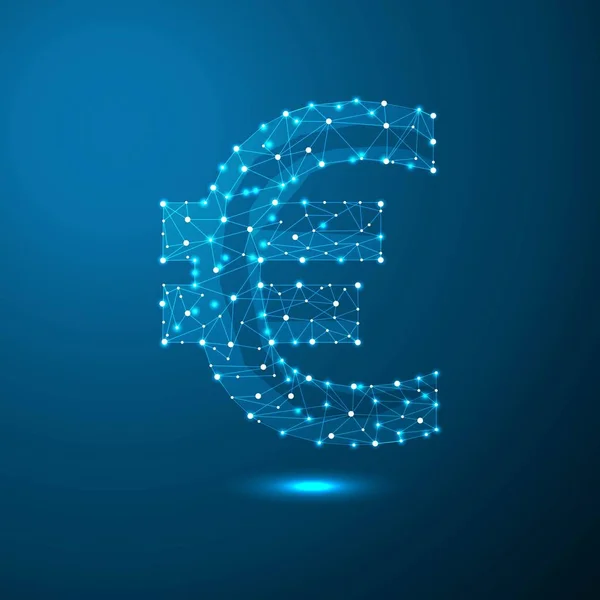 Euro cent simgesi noktalar, çizgiler ve şekiller gezegenler, yıldızlar ve evrenin şeklinde oluşan düşük poli tarzı