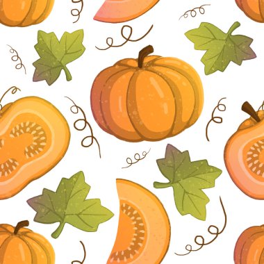 Desen çizimi Turuncu kabak ile. İçin kullanma üstünde kartpostallar, duvar kağıtları, tekstil, scrapbooking. Sonbahar kabaklar