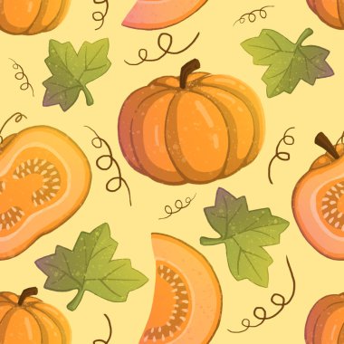 Desen çizimi Turuncu kabak ile. İçin kullanma üstünde kartpostallar, duvar kağıtları, tekstil, scrapbooking. Sonbahar kabaklar