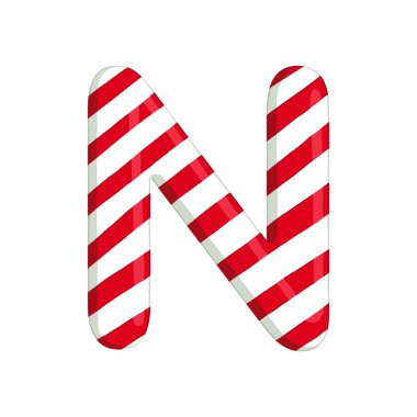 Noel alfabe. N harfi izole gösteren resim İçin kullanma üstünde kartpostallar, duvar kağıtları, tekstil, scrapbooking