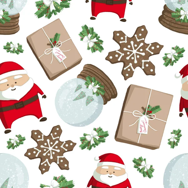 Christmas Illüstrasyon Desenle Dekorasyonlar Noel Baba Hediyeler Zencefilli Kartopu Çin — Stok fotoğraf
