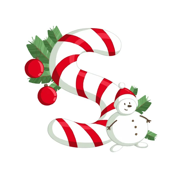 Noel alfabe. Ağaç, kurabiye ve süslemeleri ile S harfi Illustration. İçin kullanma üstünde kartpostallar, duvar kağıtları, tekstil, scrapbooking