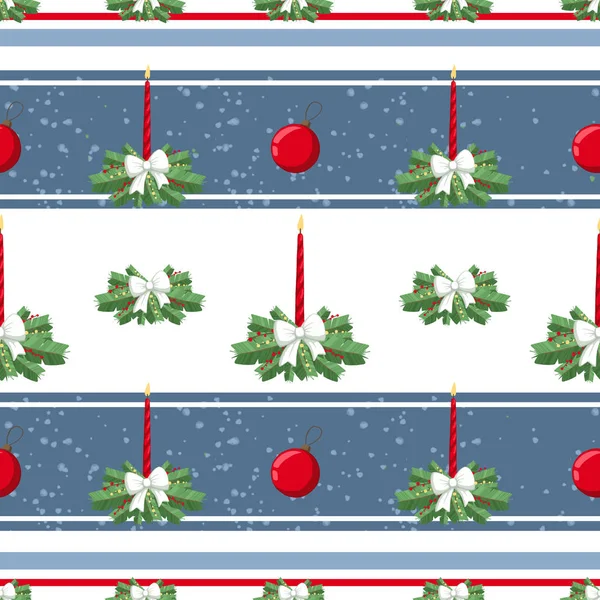 Kerstmis Illustratie Patroon Met Decoraties Kaars Boog Boom Gebruik Voor — Stockfoto