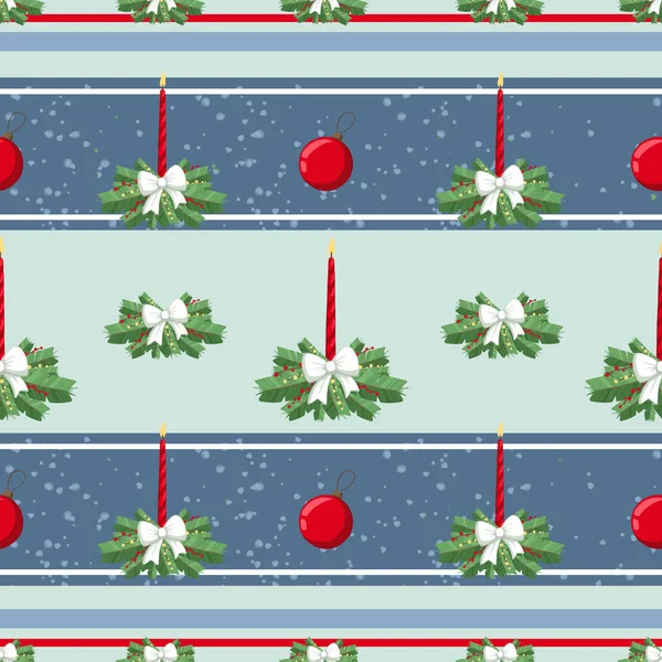 Christmas illüstrasyon desenle süslemeleri, mum, yay, ağaç. Kullanım kartpostallar, duvar kağıtları, tekstil, scrapbooking, dekorasyon, davetiyeler, arka plan, tatil için.