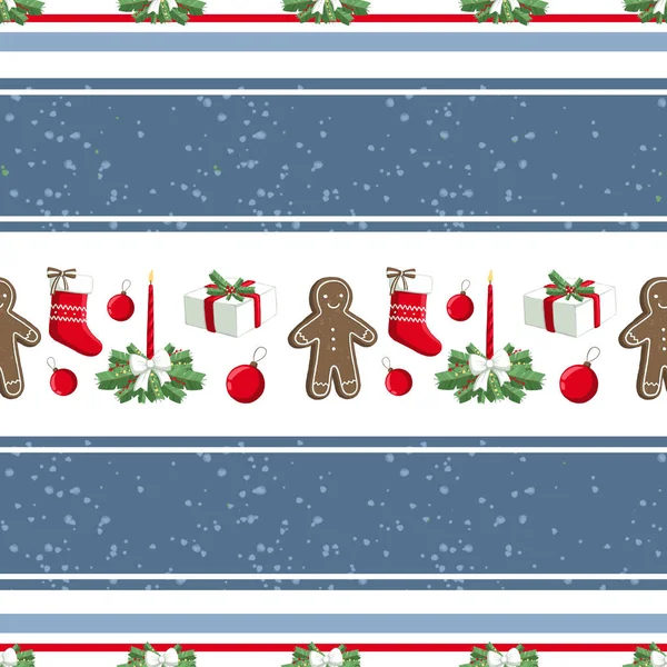 Christmas Illüstrasyon Desenle Süslemeleri Çorap Hediyeler Zencefilli Kurabiye Adam Kullanım — Stok fotoğraf