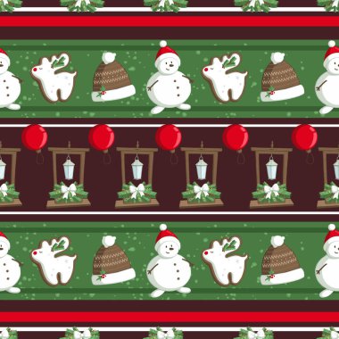 Christmas illüstrasyon desenle süslemeleri, şapkalar, kardan adam. Kullanım kartpostallar, duvar kağıtları, tekstil, scrapbooking, dekorasyon, davetiyeler, arka plan, tatil için.
