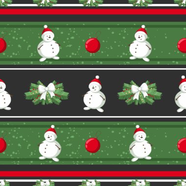 Christmas illüstrasyon desenle süslemeleri, ağaç, kardan adam. Kullanım kartpostallar, duvar kağıtları, tekstil, scrapbooking, dekorasyon, davetiyeler, arka plan, tatil için.