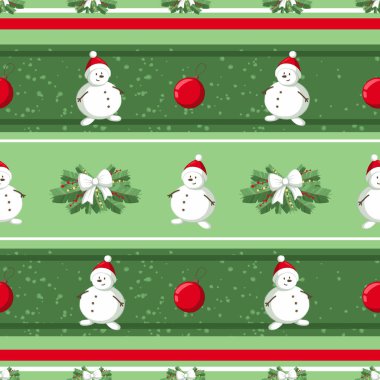 Christmas illüstrasyon desenle süslemeleri, ağaç, kardan adam. Kullanım kartpostallar, duvar kağıtları, tekstil, scrapbooking, dekorasyon, davetiyeler, arka plan, tatil için.