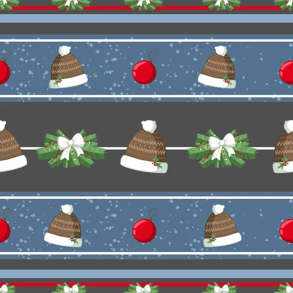 Weihnachten Illustration Muster Mit Dekorationen Hüte Baum Verwendung Für Postkarten — Stockfoto