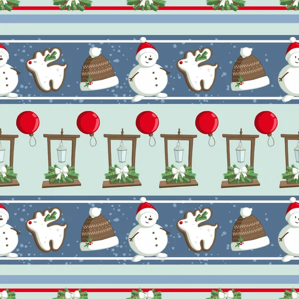 Vánoční Obrázek Vzorek Ozdoby Klobouky Sněhulák Použití Pro Pohlednice Tapety — Stock fotografie