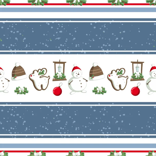 Christmas Illustration Pattern Decorations Hats Snowman Use Postcards Wallpapers Textiles — Stock Photo, Image