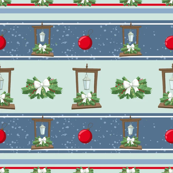 Patrón Ilustración Navidad Con Decoraciones Árbol Luces Lámpara Uso Para — Foto de Stock