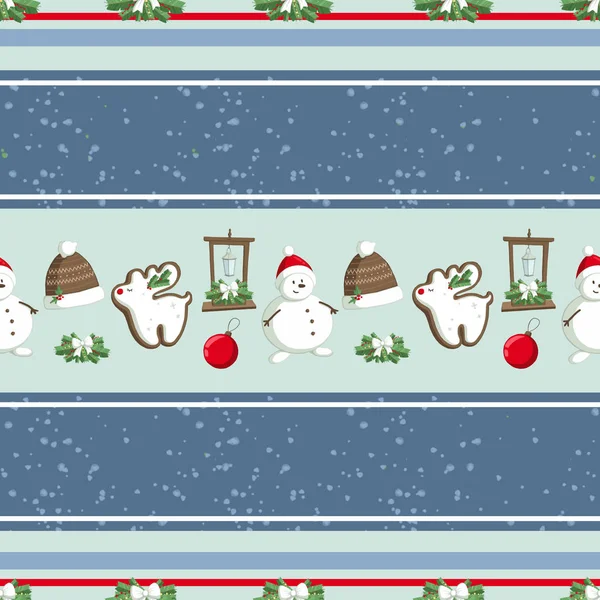 Christmas Illustration Pattern Decorations Hats Snowman Use Postcards Wallpapers Textiles — Stock Photo, Image