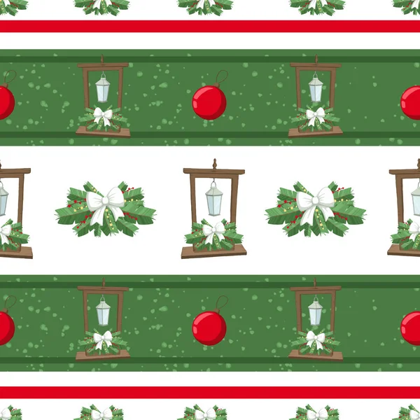 Різдвяний Ілюстраційний Візерунок Прикрасами Деревом Світлом Лампою Використання Листівок Шпалер — стокове фото