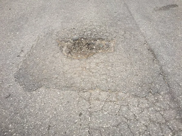 Damaged road with holes, Puddle on asphalt road