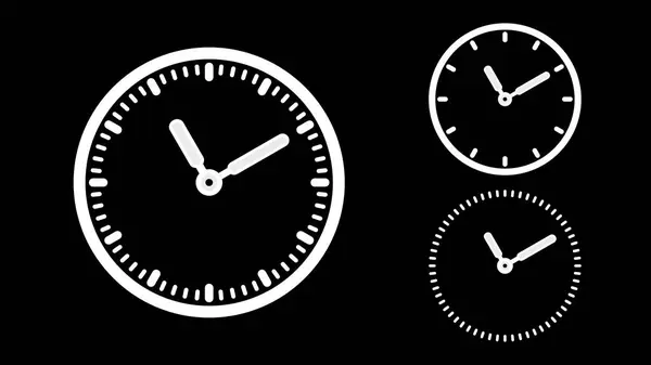 Saat simgesi, minimal stil. Beyaz saat siyah arkaplan