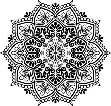 Mandala desen siyah ve beyaz