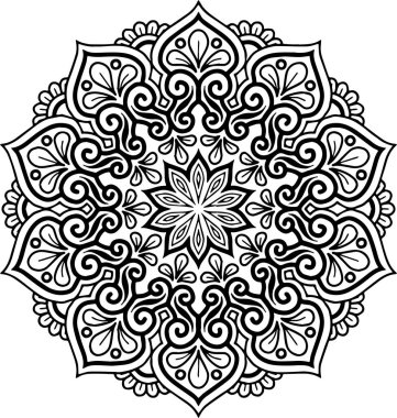 Mandala desen siyah ve beyaz