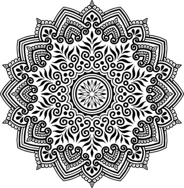 Mandala desen siyah ve beyaz