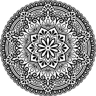 Mandala deseni siyah beyaz iyi ruh hali.