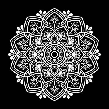 Mandala deseni siyah beyaz iyi ruh hali.