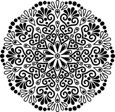 Mandala deseni siyah beyaz iyi ruh hali.