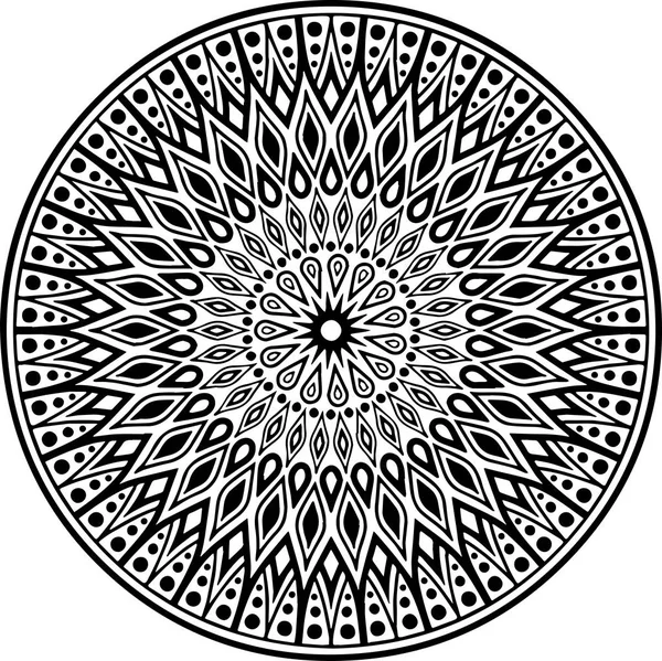Mandala Patroon Zwart Wit Goed Humeur — Stockvector