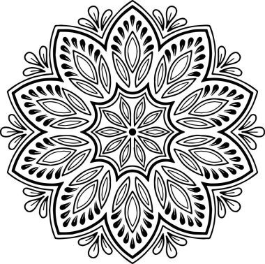 Mandala deseni siyah beyaz iyi ruh hali.