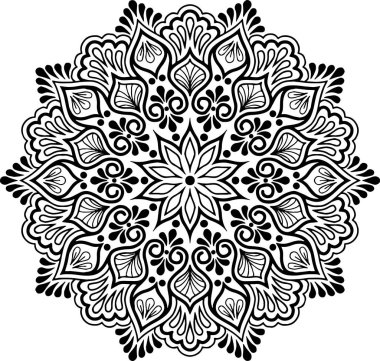 Mandala deseni siyah beyaz iyi ruh hali.